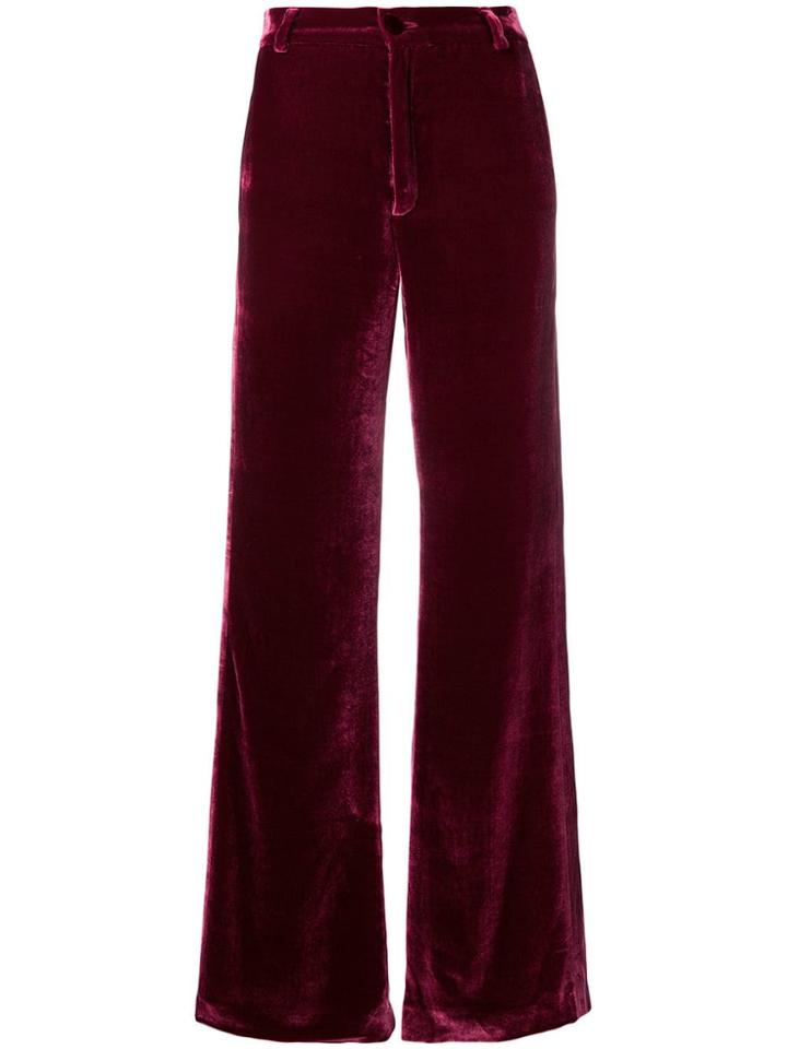 Palomo Spain Velvet Palazzo Trousers - Red