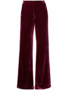 Palomo Spain Velvet Palazzo Trousers - Red