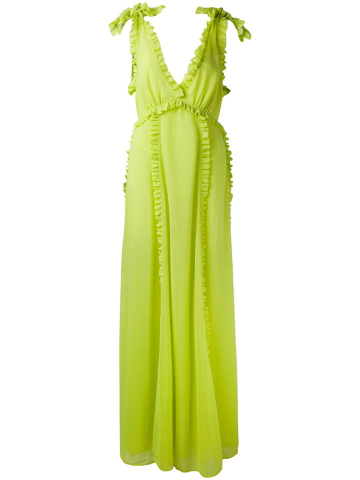 Msgm Ruffle Trim Maxi Dress - Green