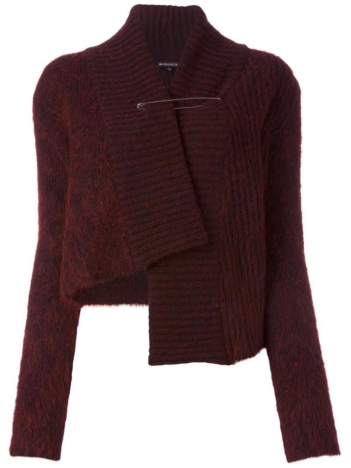 Ann Demeulemeester Pin Cardigan, Women's, Size: 38, Red, Acrylic/nylon/spandex/elastane/wool
