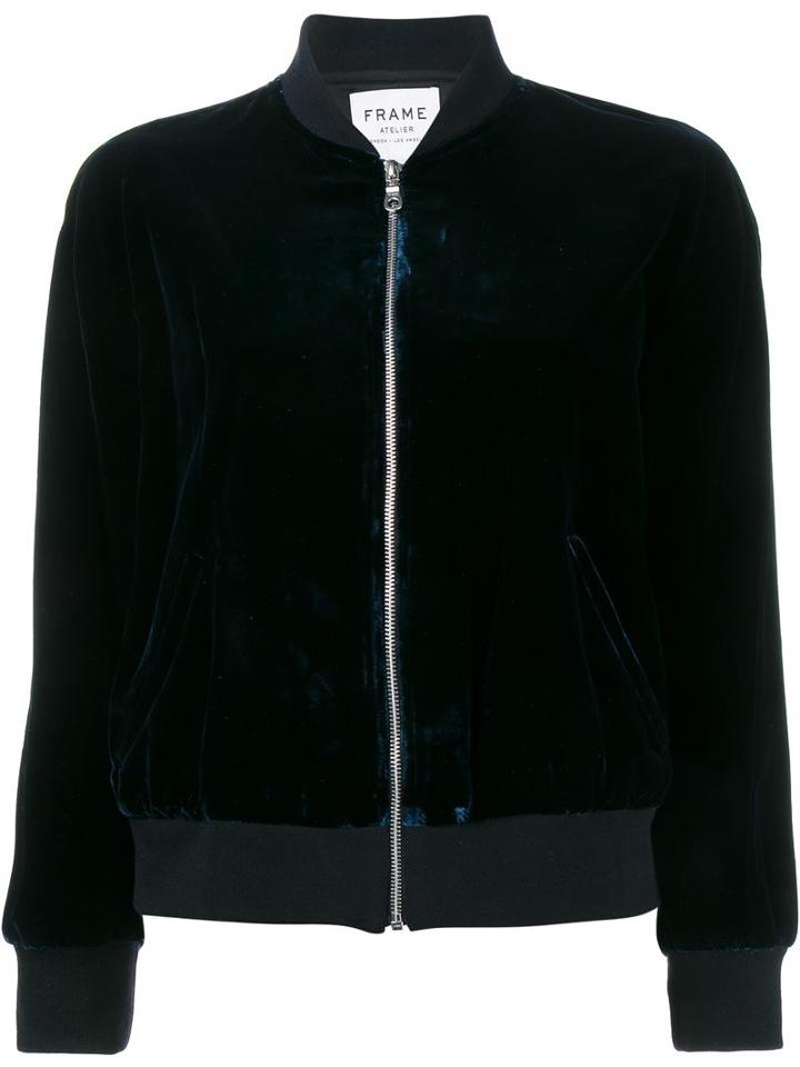 Frame Denim Bomber Jacket, Women's, Size: Xs, Blue, Polyester/viscose
