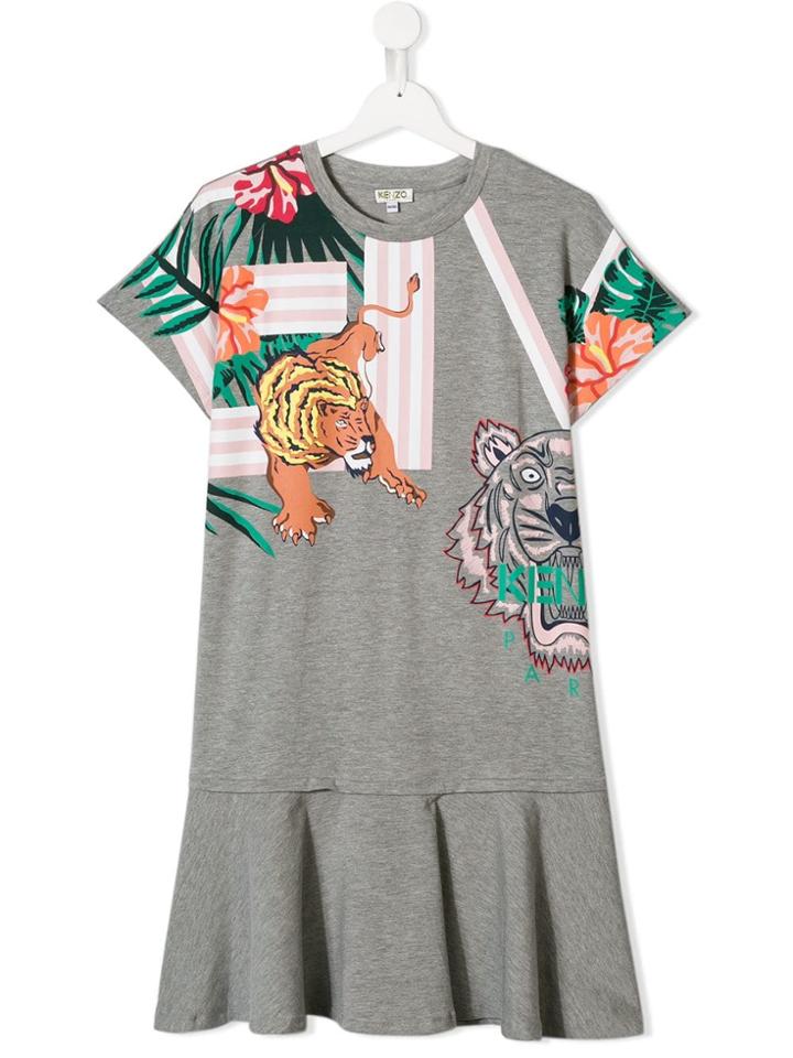 Kenzo Kids Teen Hawaii Tiger Dress - Grey