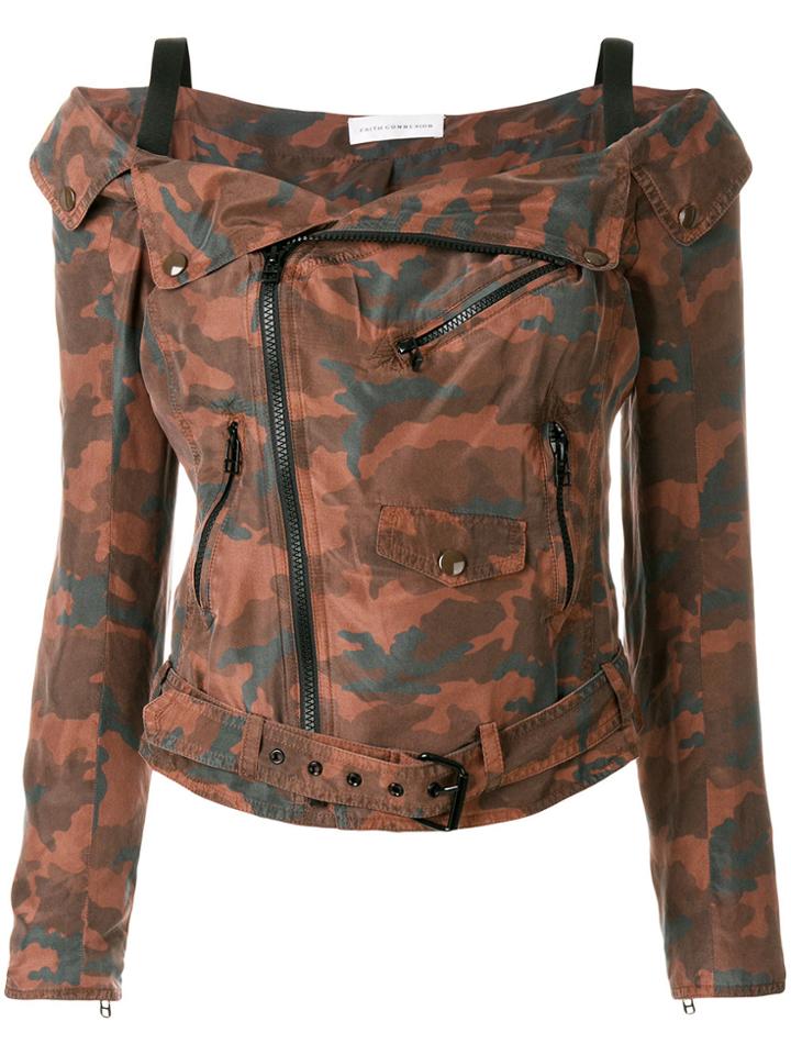 Faith Connexion Camouflage Cold Shoulder Jacket - Multicolour