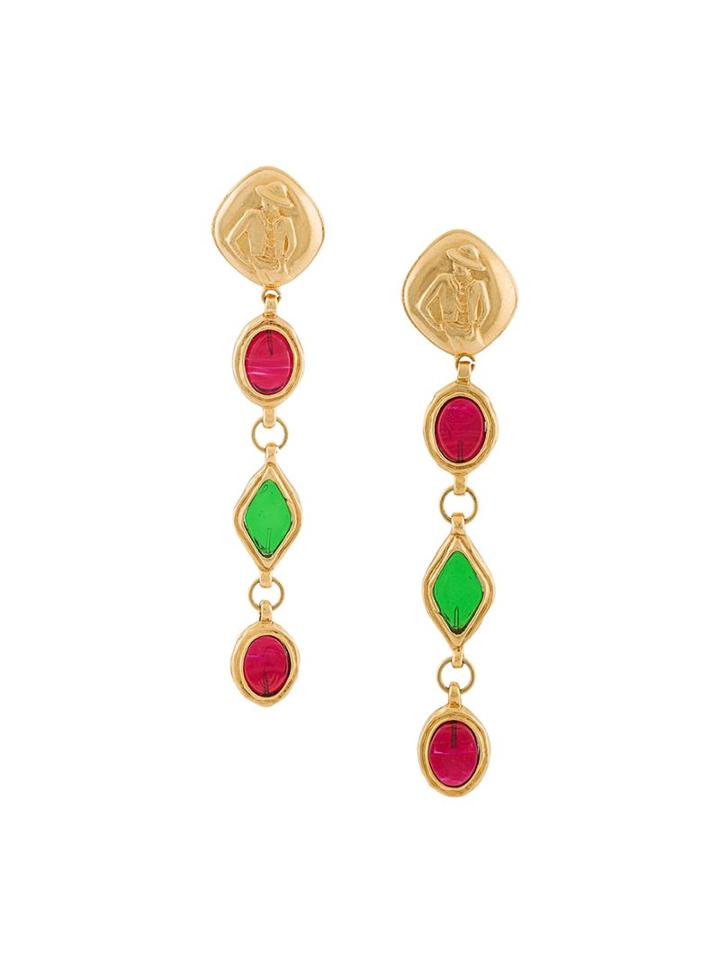 Chanel Vintage Gripoiz Mademoiselle Clip On Dangle Earrings, Women's, Metal