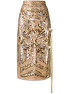 No21 - Sequin Straight Skirt - Women - Silk/polyester - 40, Nude/neutrals, Silk/polyester