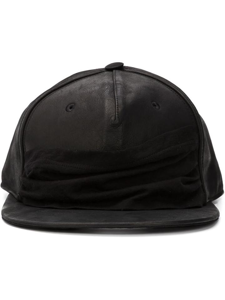Rick Owens Drkshdw Snap Back Cap, Men's, Black, Calf Leather