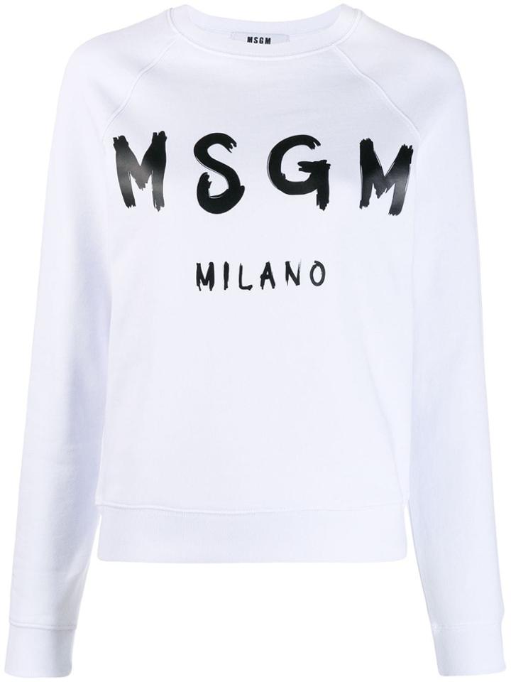 Msgm Paint Brushed Logo Sweatshirt - White