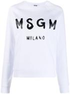 Msgm Paint Brushed Logo Sweatshirt - White
