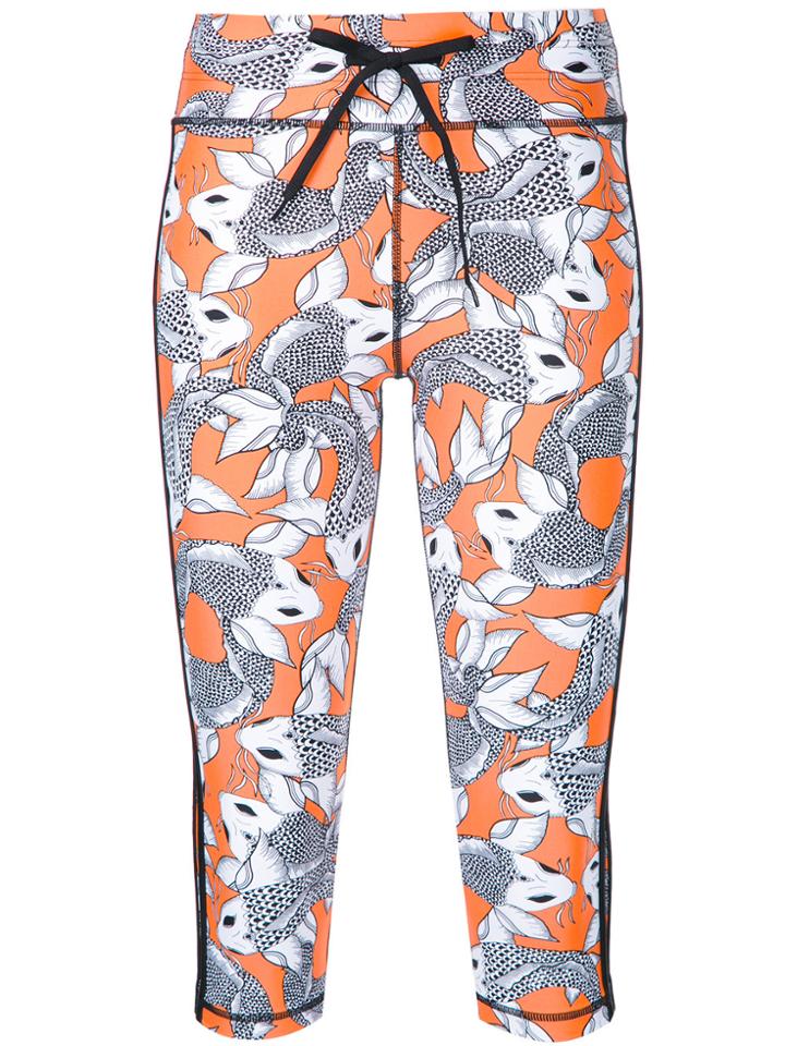 The Upside Sea Of Koi Print Power Leggings - Multicolour