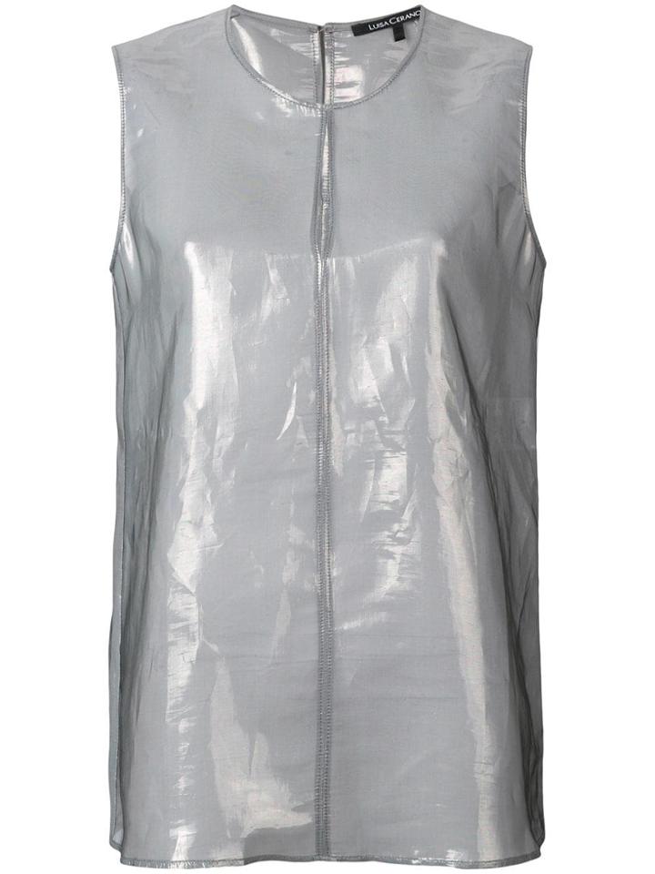 Luisa Cerano Metallic Sleeveless Blouse - Grey