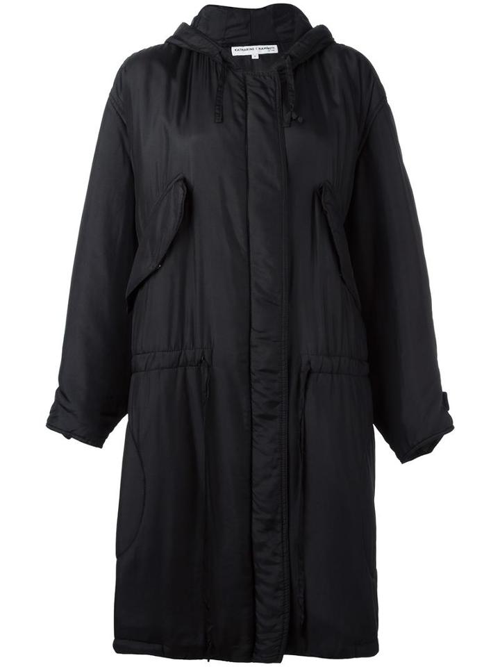Katharine Hamnett Hooded Parka, Women's, Size: Small, Black, Silk