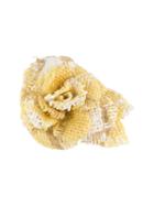 Chanel Vintage Tweed Camellia Flower Brooch, Women's, Yellow/orange