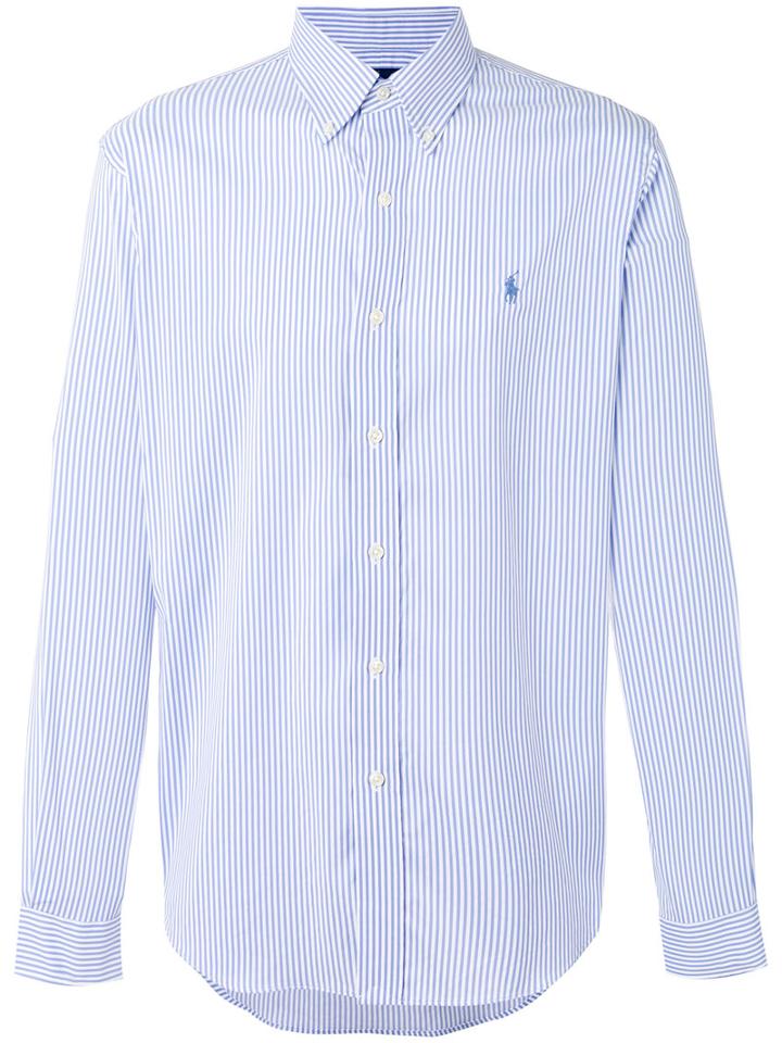 Polo Ralph Lauren Embroidered Logo Striped Shirt, Men's, Size: Medium, Blue, Nylon/spandex/elastane