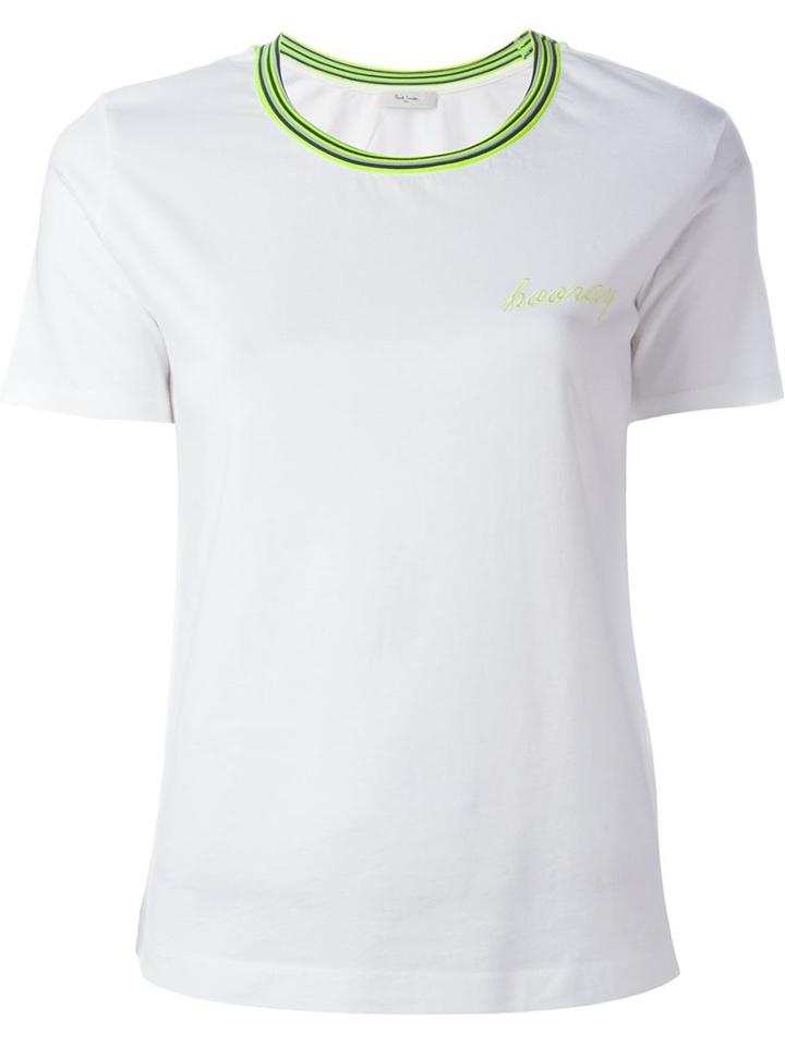 Paul By Paul Smith Contrast Collar T-shirt, Women's, Size: M, White, Cotton/polyamide