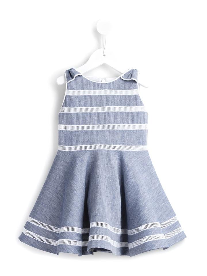 Cashmirino Lace Insert Dress, Toddler Girl's, Size: 5 Yrs, Blue