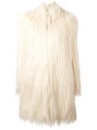 Giamba Fur Effect Coat, Women's, Size: 40, Nude/neutrals, Polyamide/polyester/cupro