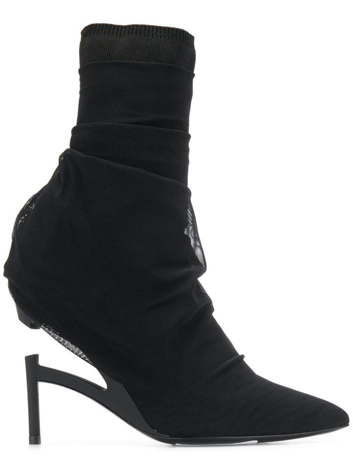 Unravel Project Tulle Layered Ankle Boots - Black
