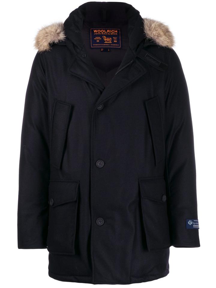 Woolrich Fur Trim Hooded Coat - Blue