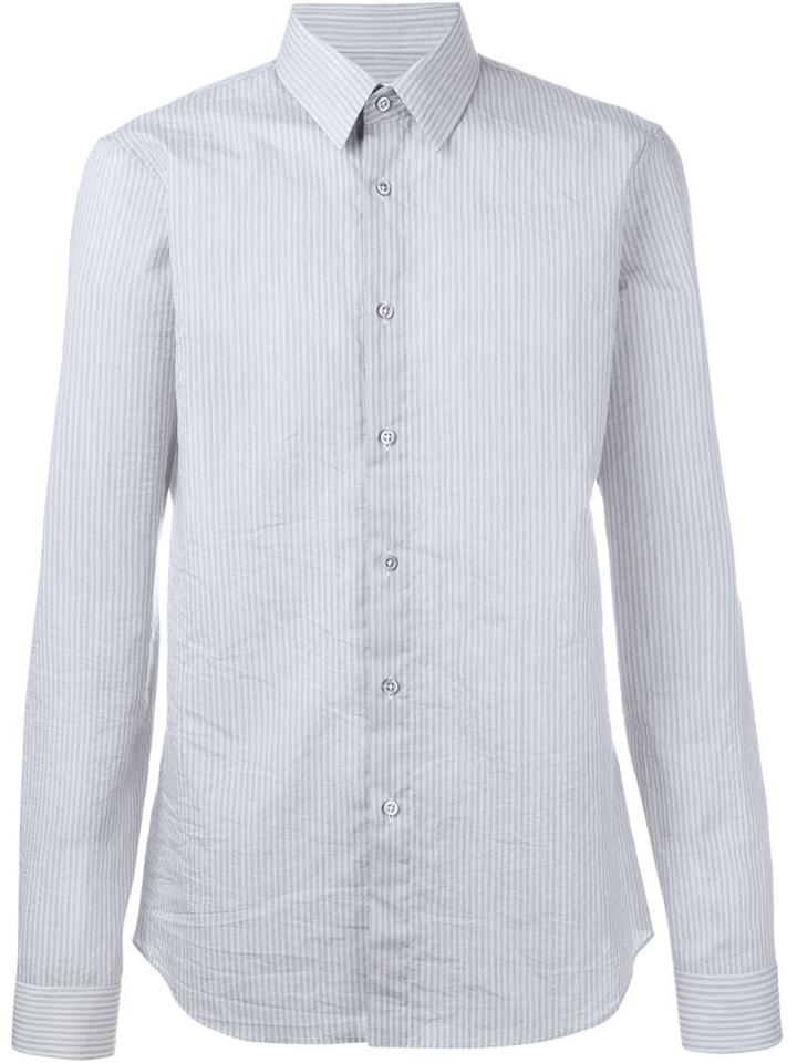 Jil Sander Striped Shirt, Men's, Size: 42, Grey, Cotton/polyamide/polyester