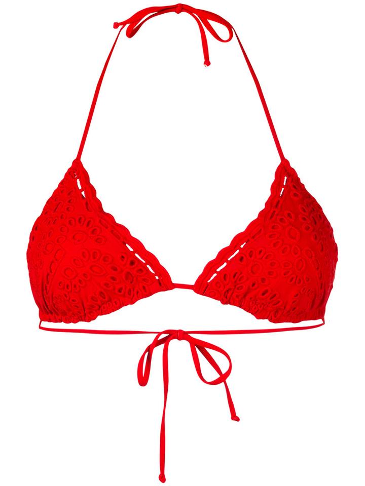 Ermanno Scervino - Lace Triangle Bikini Top - Women - Polyamide/spandex/elastane - Iii, Red, Polyamide/spandex/elastane