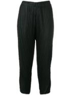Pleats Please By Issey Miyake Cropped Pleat Trousers - Black