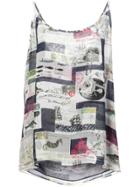 Oscar De La Renta Mykonos Postcard Print Camisole - Blue