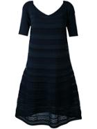 D.exterior Embroidered Flared Dress - Blue