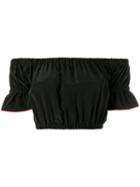 Ganni Off-shoulder Crop Top, Women's, Size: 36, Black, Silk