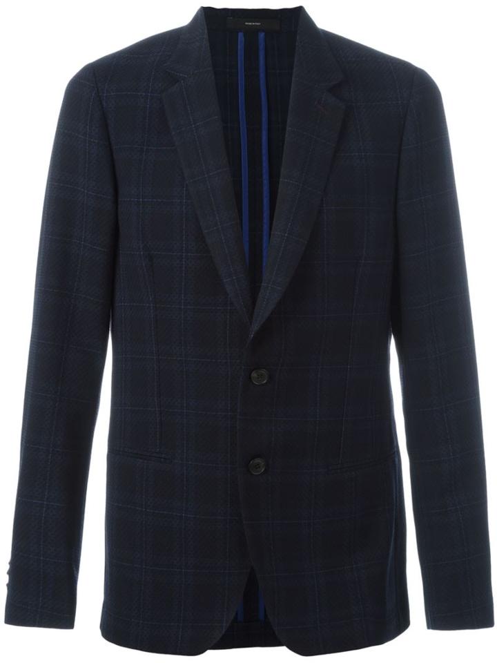 Paul Smith Plaid Blazer, Men's, Size: 54, Blue, Cupro/wool