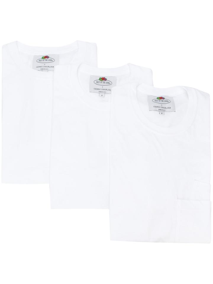 Cédric Charlier Three-pack Patch Pocket T-shirts - White
