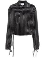 Telfar Drawstring-hem Striped Cotton Shirt - Black