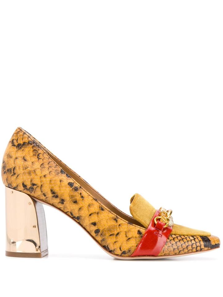 Tory Burch Snakeskin Effect Pumps - Yellow