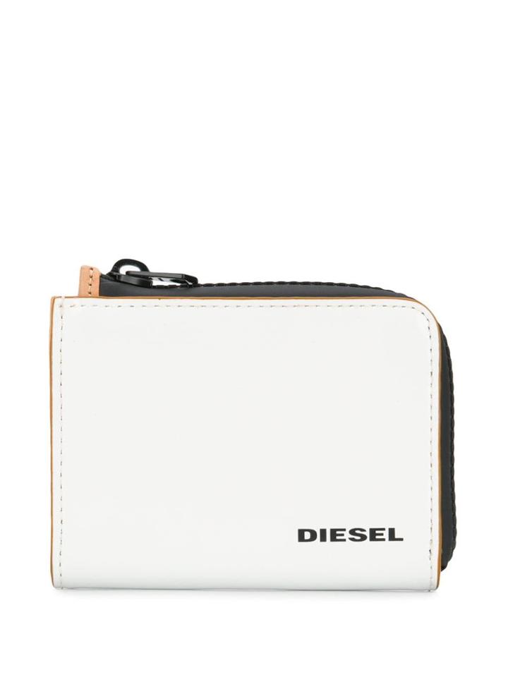 Diesel Logo Side Zipped Wallet - White