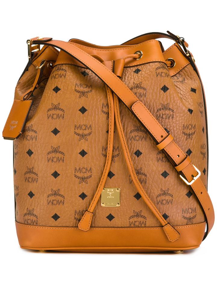 Mcm Small Visetos Drawstring Bag - Brown