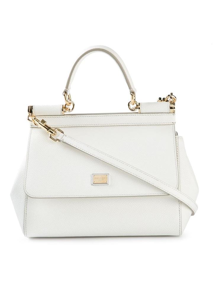 Dolce & Gabbana Mini Sicily Tote, Women's, White, Calf Leather/metal Other