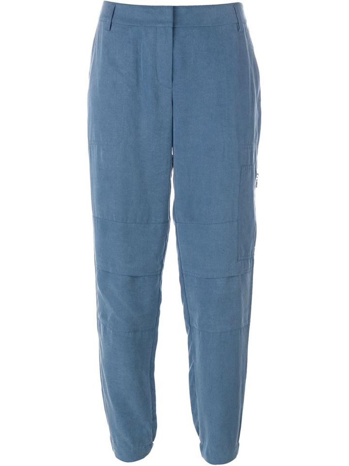 Akris Cropped Tapered Trousers, Women's, Size: 38, Blue, Lyocell/viscose