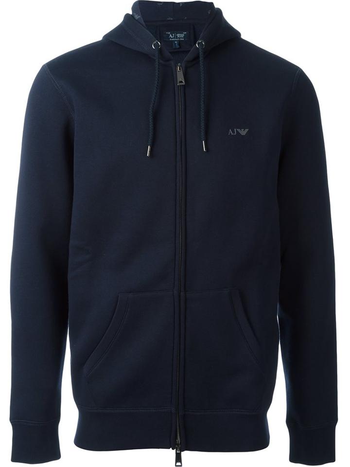 Armani Jeans Zipped Hoodie, Men's, Size: Large, Blue, Polyester/cotton