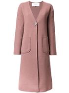 Le Ciel Bleu Single Breasted Coat, Women's, Size: 36, Pink/purple, Wool/nylon