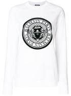 Balmain Logo Crest Print Sweatshirt - White