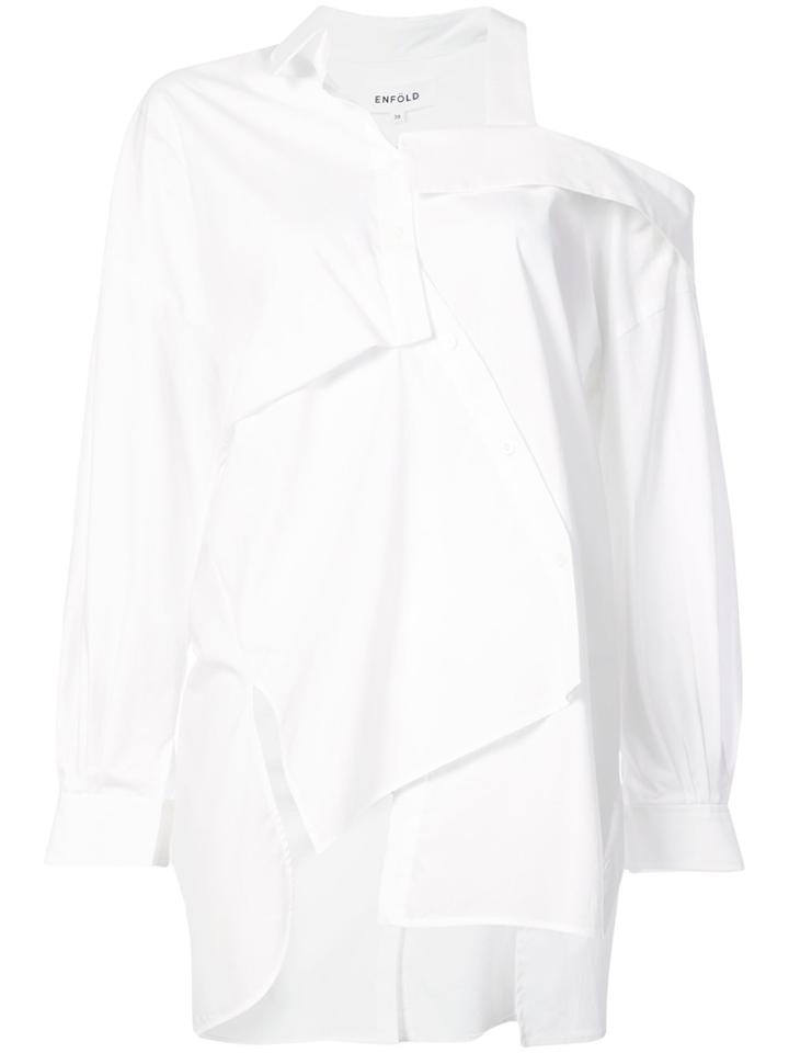 Enföld Off Shoulder Asymmetric Shirt - White