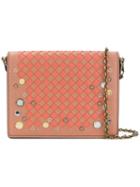 Bottega Veneta Dahlia Hibiscus Intrecciato Palio Chain Wallet - Pink
