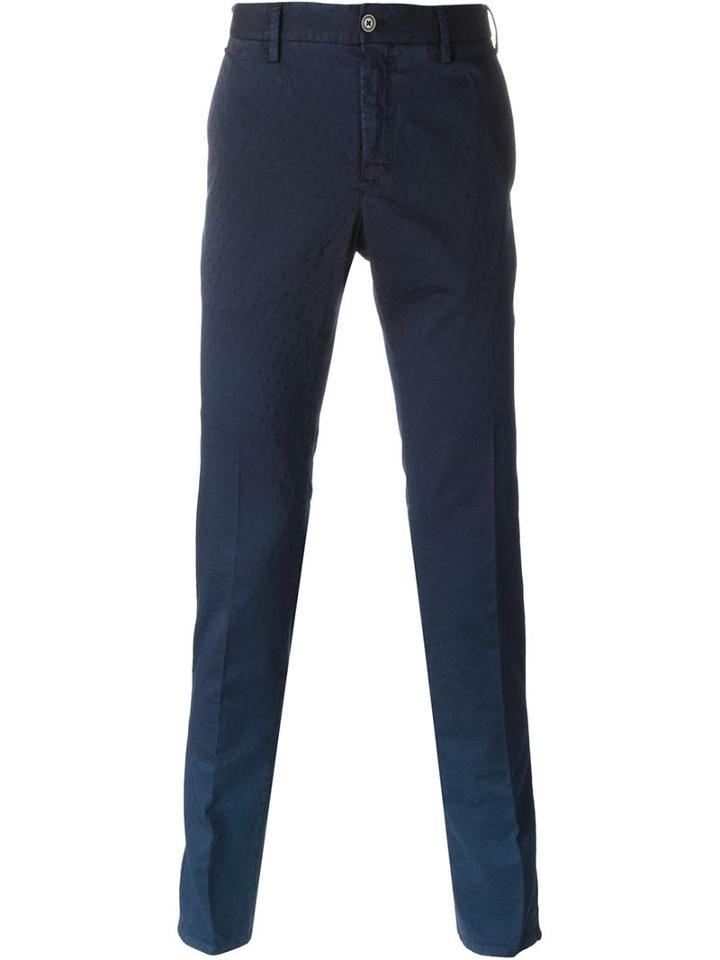 Pt01 Textured Trousers, Men's, Size: 54, Blue, Cotton/spandex/elastane