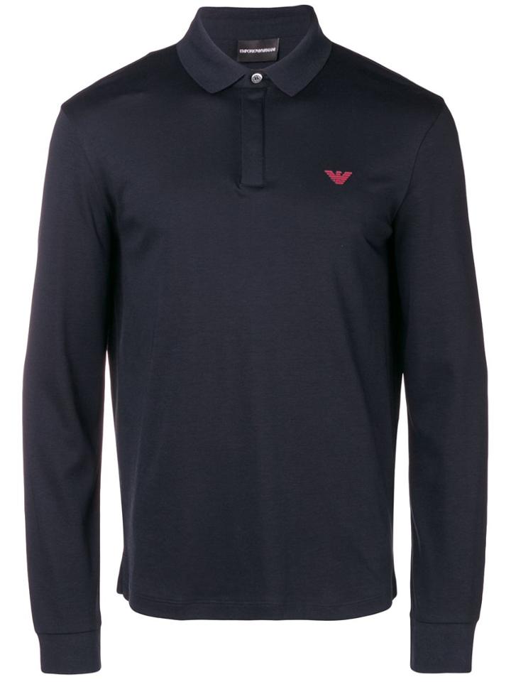 Emporio Armani Long-sleeved Polo Shirt - Blue