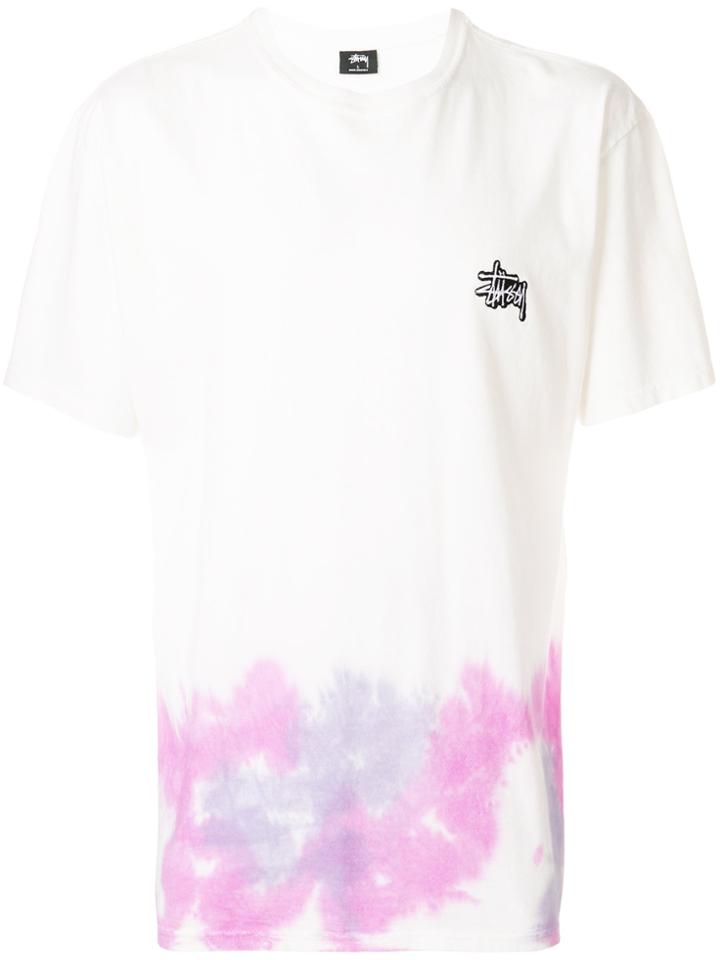Stussy Tie Dye Print Hem T-shirt - White