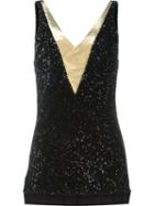 Manish Arora Panelled Sequinned Top, Women's, Size: 36, Black, Nylon/polyester