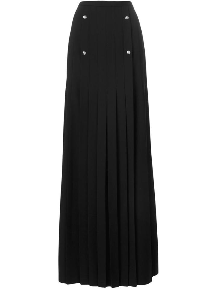 Versus Long Pleated Skirt, Women's, Size: 40, Black, Polyester/spandex/elastane/wool