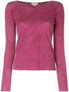 Emporio Armani Vintage Long Sleeve V-neck Knitted Top - Pink & Purple