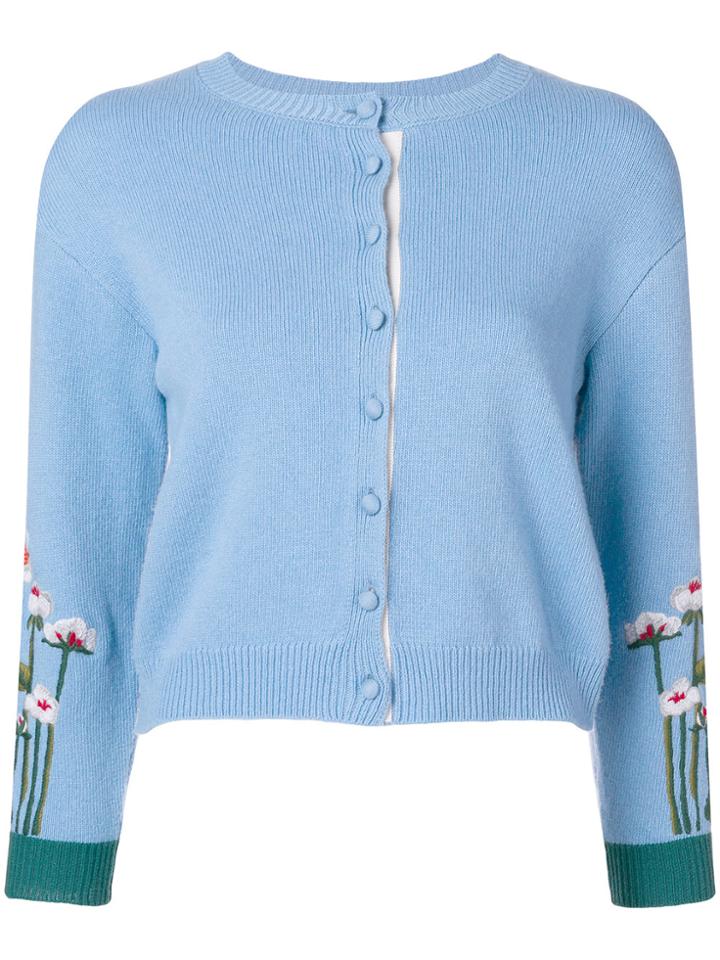 Red Valentino Embroidered Floral Cardigan - Blue