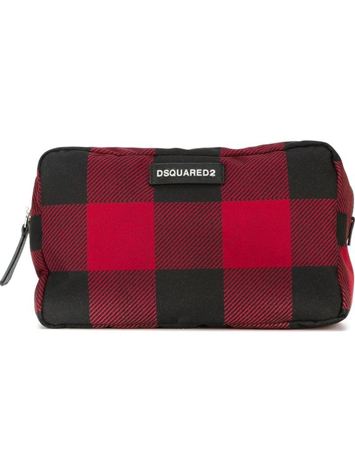 Dsquared2 Checked Wash Bag, Black, Polyamide