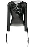 Jean Paul Gaultier Vintage Embroidered Sheer Top - Black